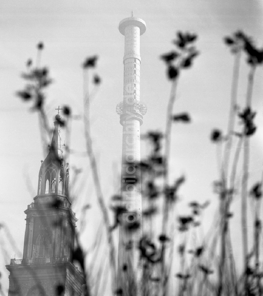 DDR-Fotoarchiv: Berlin - Bau Fernsehturm am Alex im Ortsteil Mitte in Berlin, der ehemaligen Hauptstadt der DDR, Deutsche Demokratische Republik