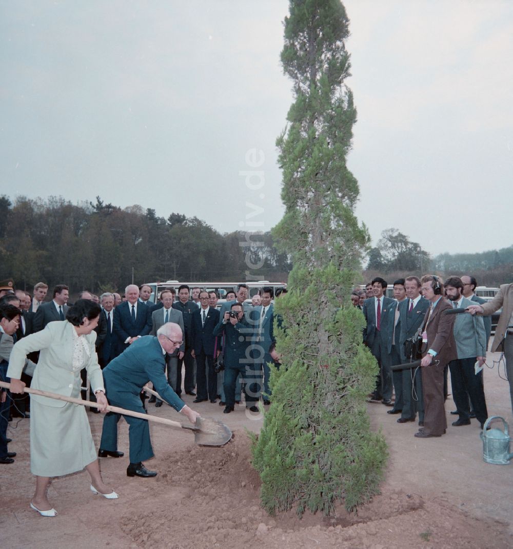 DDR-Bildarchiv: Nanjing - Baumpflanzung Erich Honeckers im Erinnerungspark der revolutionären Märtyrer in Nanjing in China