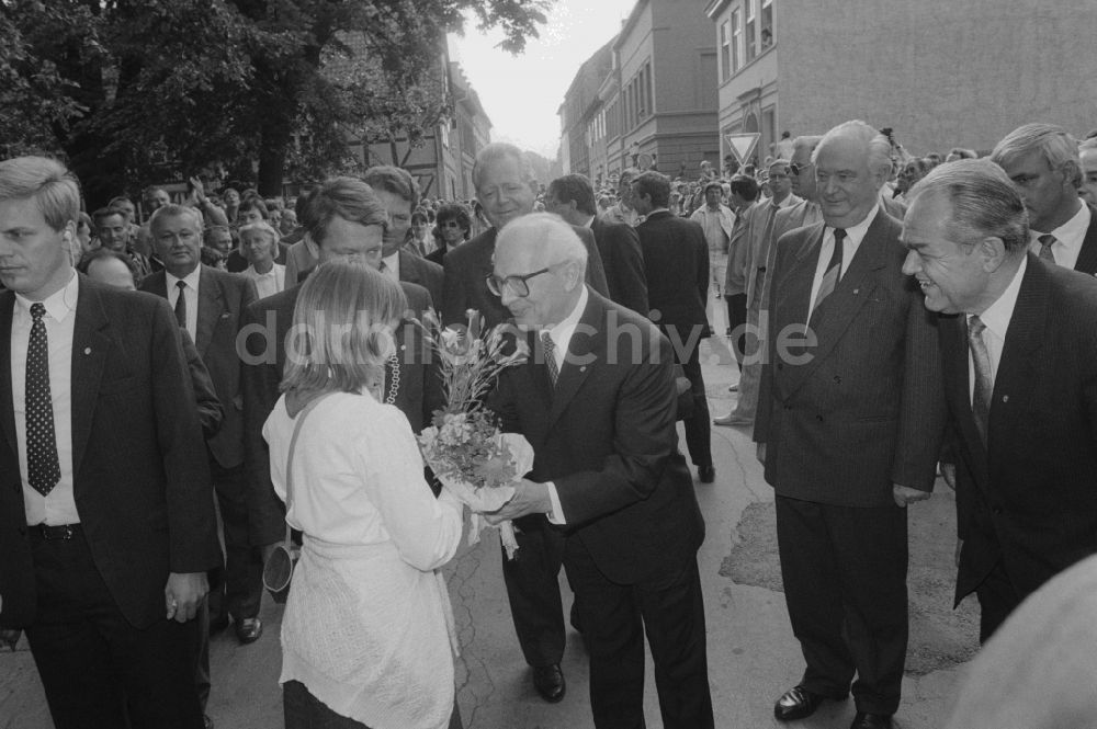 DDR-Fotoarchiv: Greifswald - Begrüßung Erich Honeckers in Greifswald in Mecklenburg-Vorpommern in der DDR