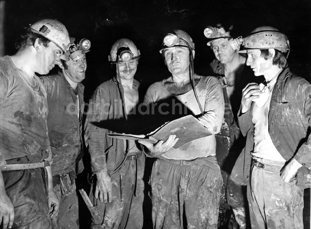 Merkers-Kieselbach: Bergleute zum Kali- Abbau in Merkers-Kieselbach in Thüringen in der DDR
