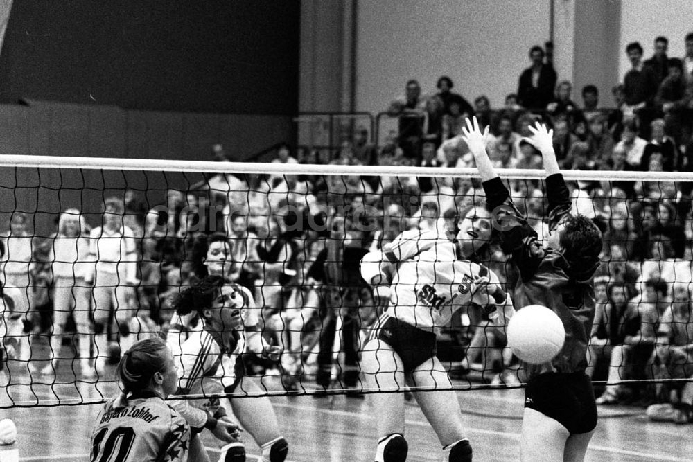 DDR-Fotoarchiv: Berlin - Berlin Volleyball der Damen von Ost und West in Berlin 27.10.90 Foto: ND/Lange Umschlagnummer: 1363
