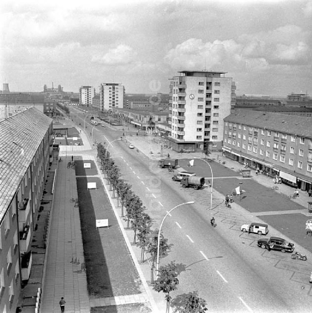 DDR-Bildarchiv: Eisenhüttenstadt - Blick auf die Lindenallee in Eisenhüttenstadt