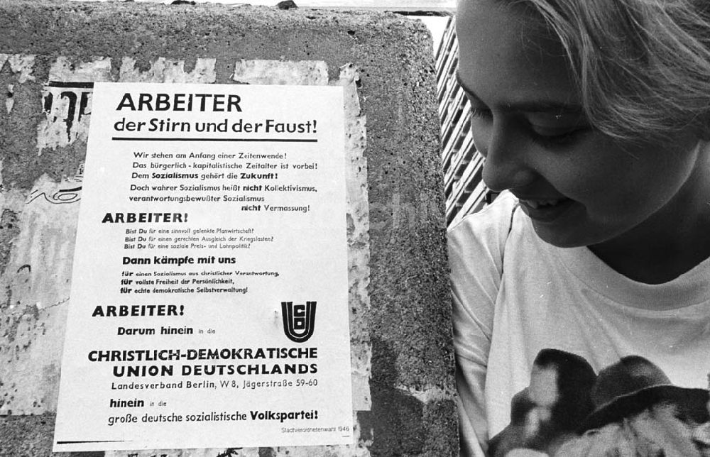 DDR-Fotoarchiv: Berlin / Lichtenberg - 03.06.92 CDU-Wahlplakat am Anton-Saefkow-Platz