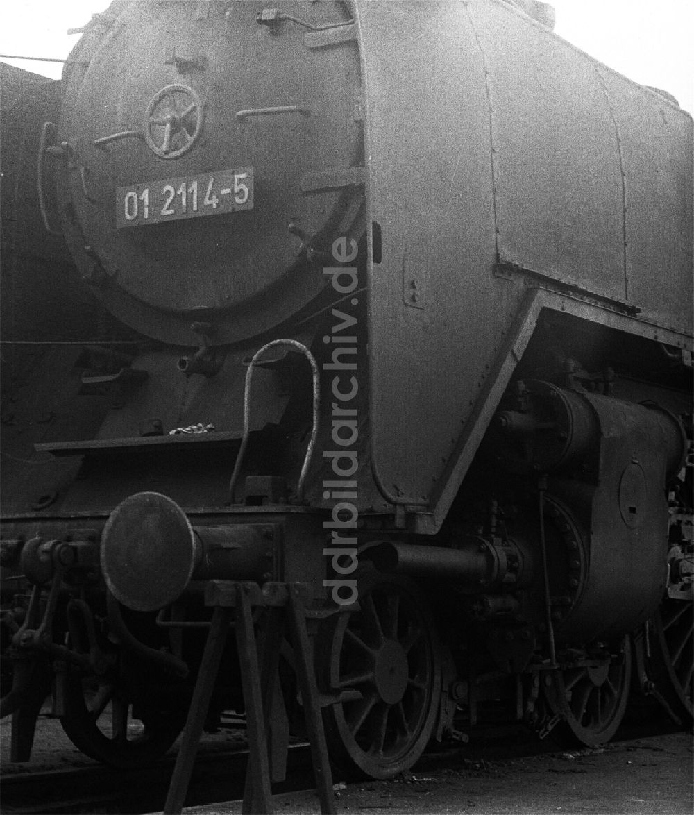 DDR-Bildarchiv: Halberstadt - Dampflokomotive der Deutschen Reichsbahn der Baureihe 01 auf dem Abstellgleis des Bw in Halberstadt in Sachsen-Anhalt in der DDR