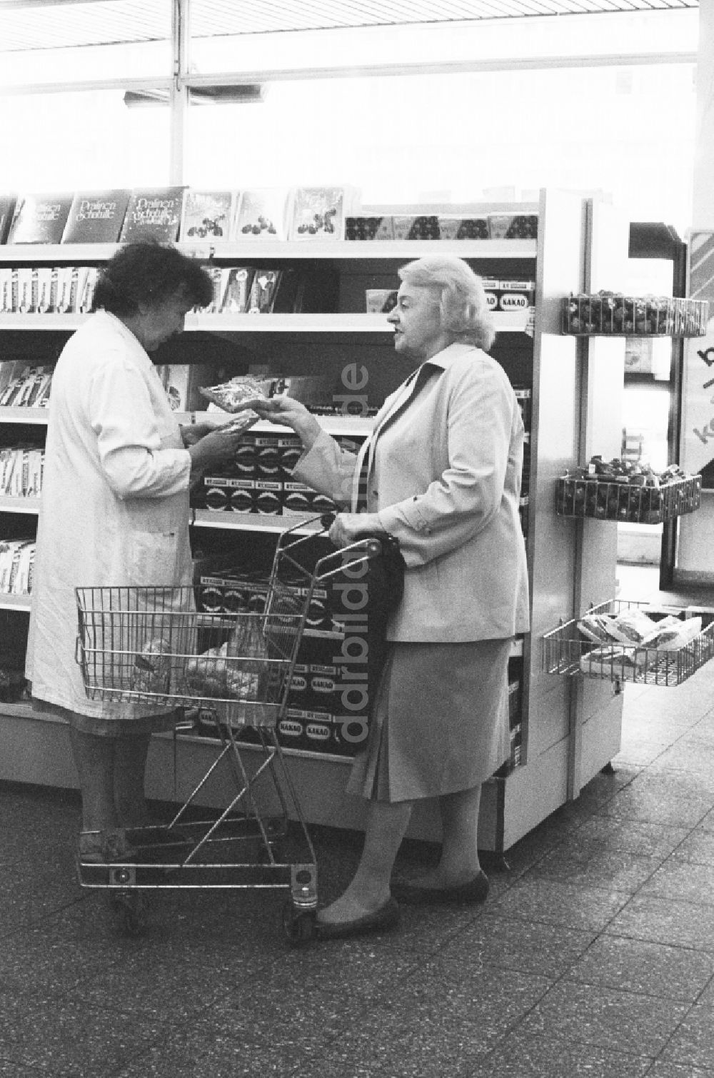 DDR-Bildarchiv: Berlin - Frau beim Einkaufen in einer Kaufhalle in Berlin, der ehemaligen Hauptstadt der DDR, Deutsche Demokratische Republik