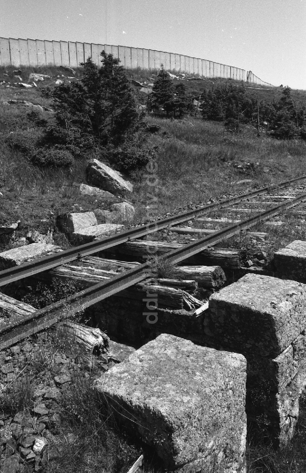 Schierke: Gleisanlagen auf dem Gipfel- Plateau des Brocken in Schierke in Sachsen-Anhalt in der DDR