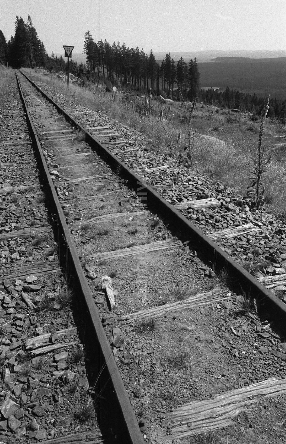 Schierke: Gleisanlagen auf dem Gipfel- Plateau des Brocken in Schierke in Sachsen-Anhalt in der DDR