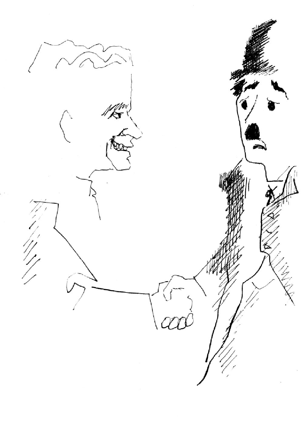 DDR-Bildarchiv: Berlin - Grafik Charlie Chaplin des DDR- Künstlers Herbert Sandberg in Berlin, der ehemaligen Hauptstadt der DDR, Deutsche Demokratische Republik