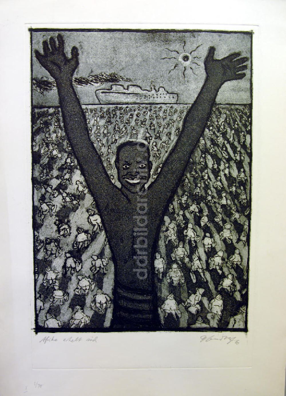 DDR-Bildarchiv: Berlin - Grafik von Herbert Sandberg Afrika erhebt sich aus dem Jahr 1960