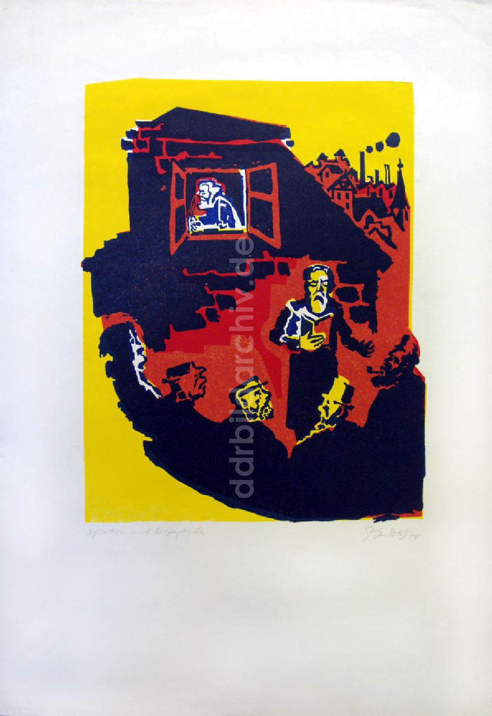 Berlin: Grafik von Herbert Sandberg Agitation und Propaganda aus dem Jahr 1974