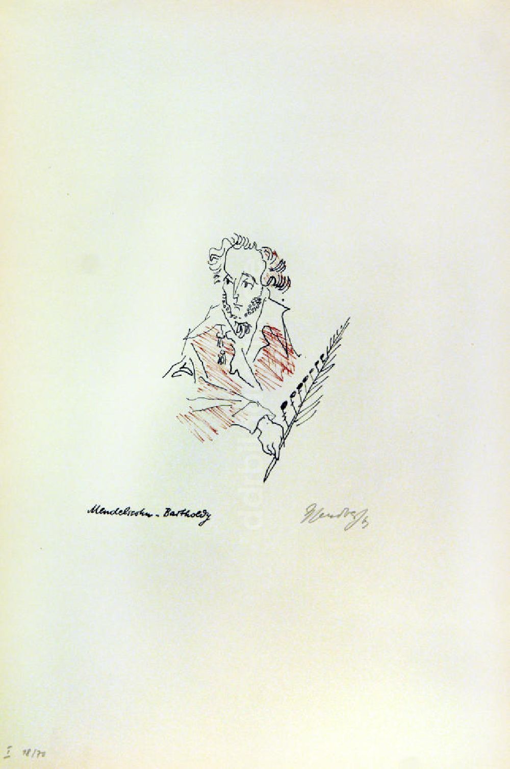 Berlin: Grafik von Herbert Sandberg über Felix Mendelssohn-Bartholdy 1963