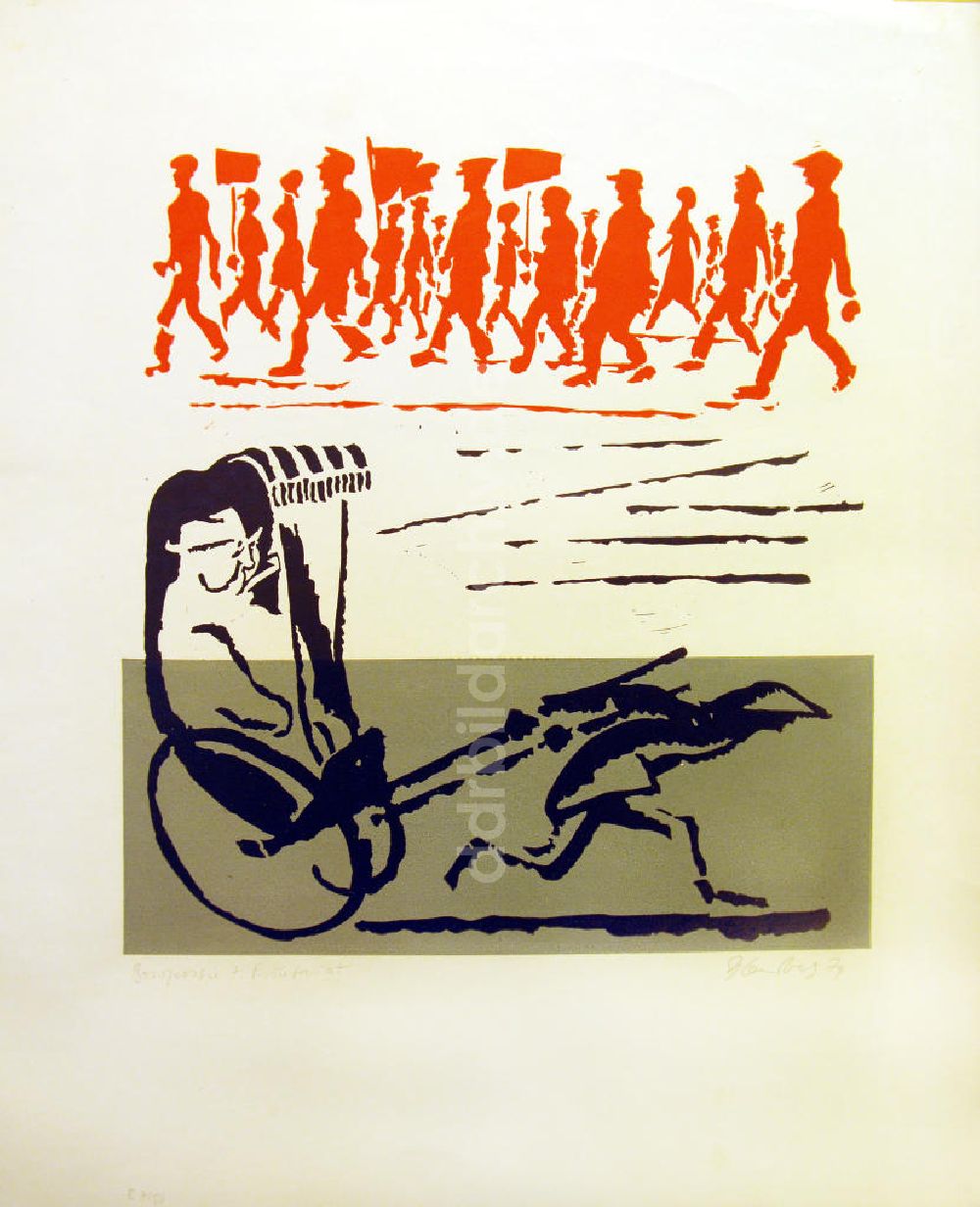 DDR-Bildarchiv: Berlin - Grafik von Herbert Sandberg Bourgeoisie und Proletariat aus dem Jahr 1974