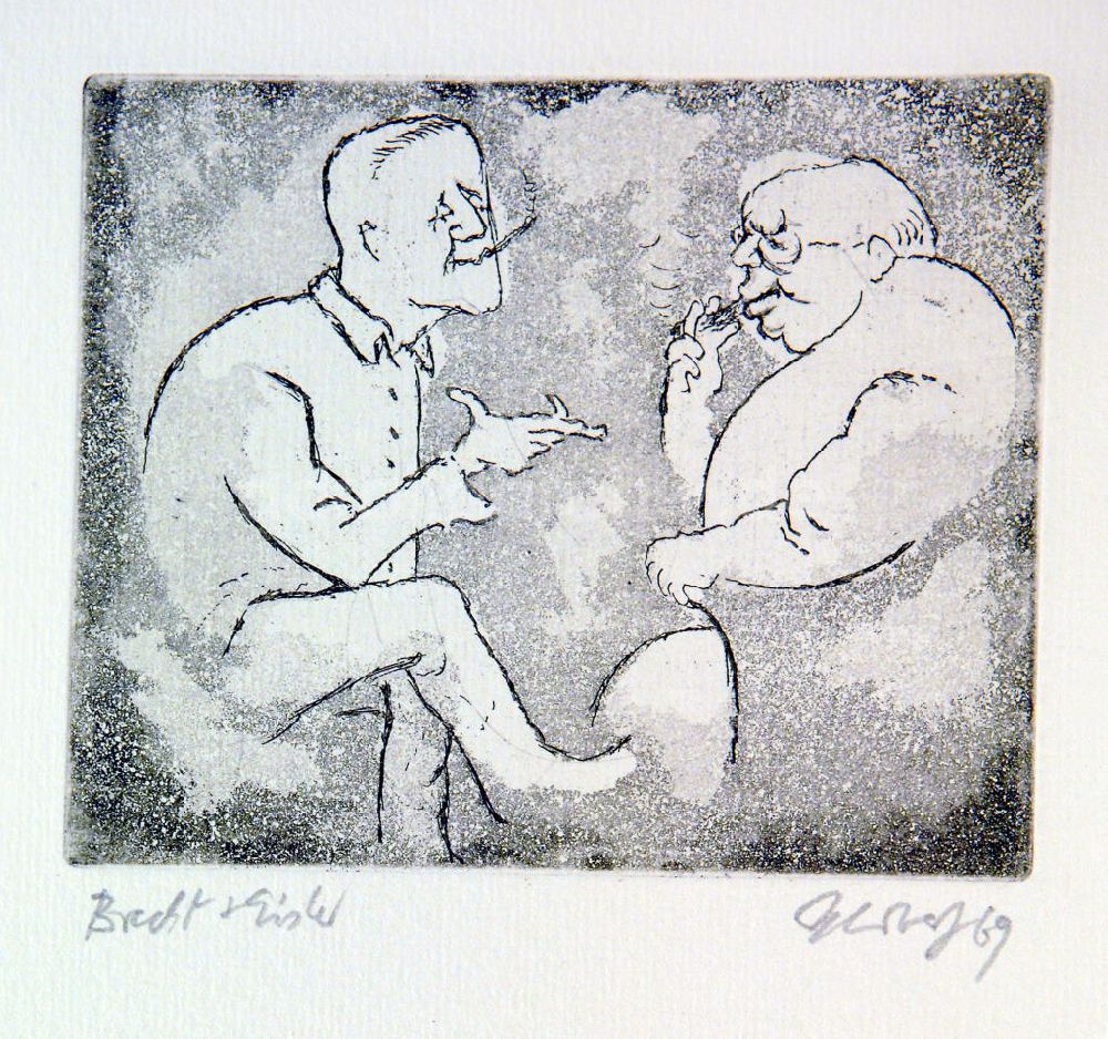 DDR-Bildarchiv: Berlin - Grafik von Herbert Sandberg Brecht und Eisler aus dem Jahr 1969