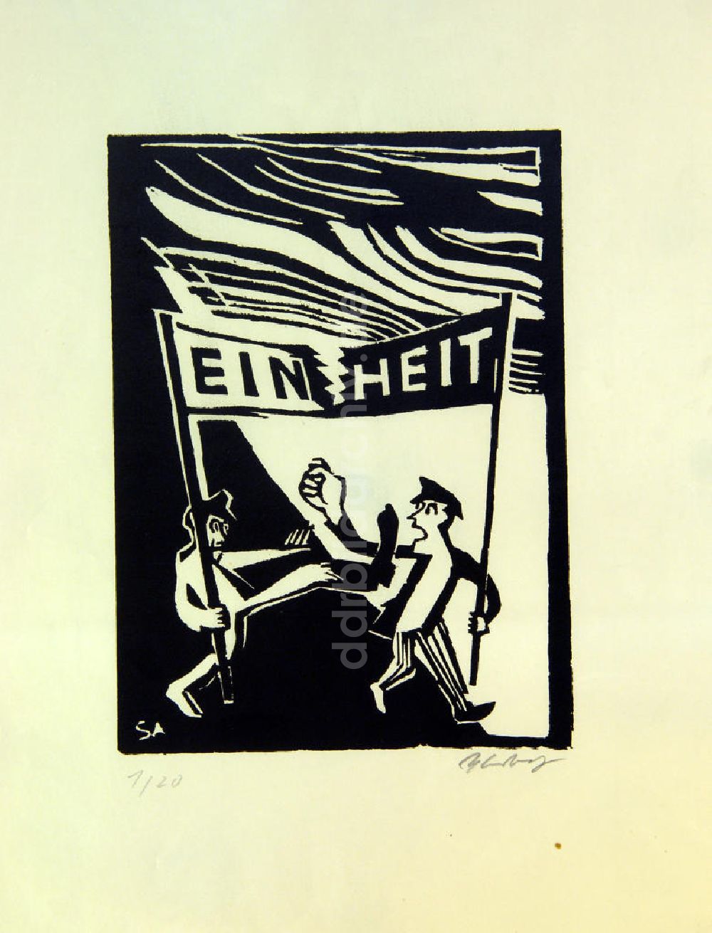 DDR-Bildarchiv: Berlin - Grafik von Herbert Sandberg Einheit aus dem Jahr 1948