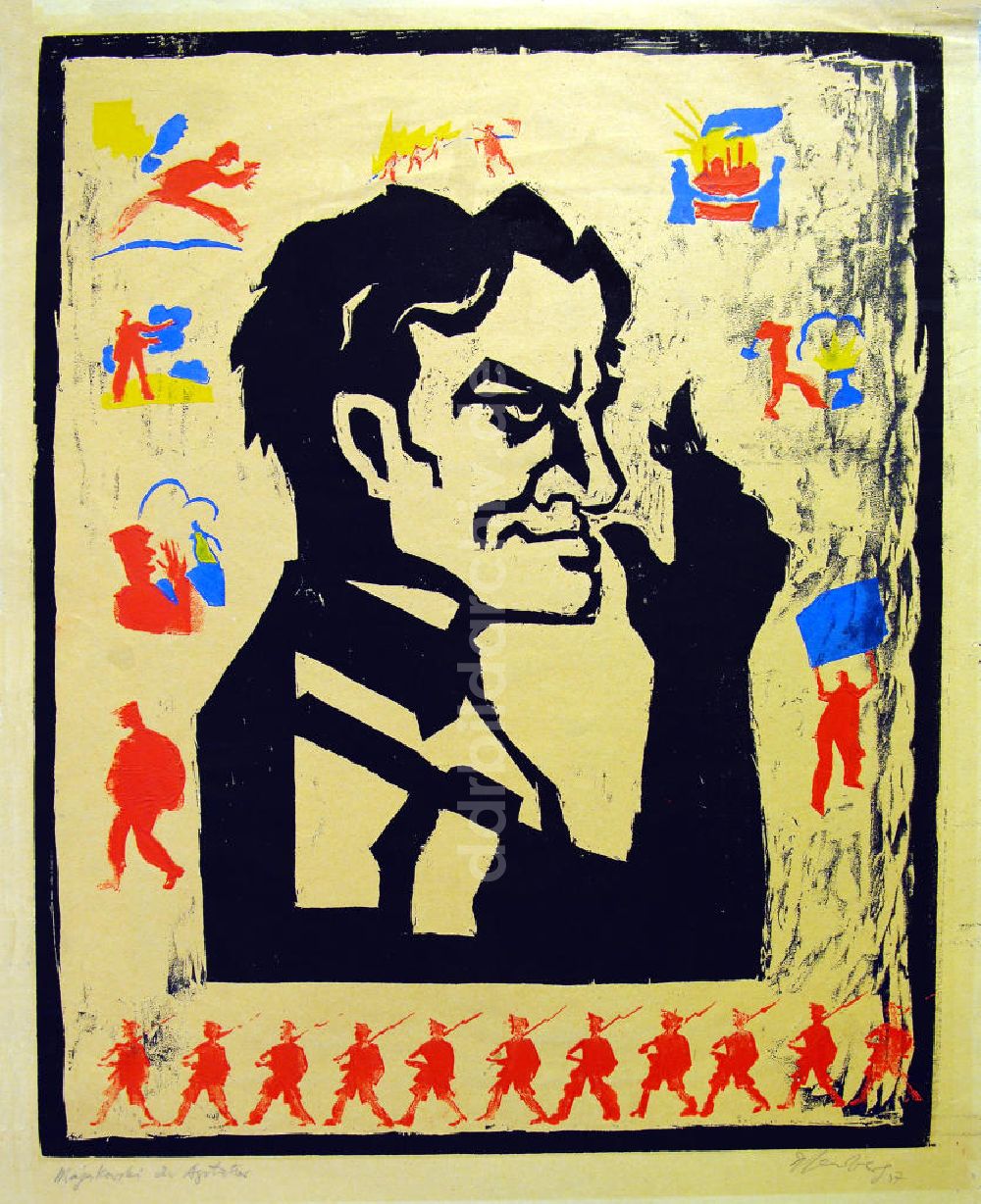 Berlin: Grafik von Herbert Sandberg Majakowski, der Agitator aus dem Jahr 1957