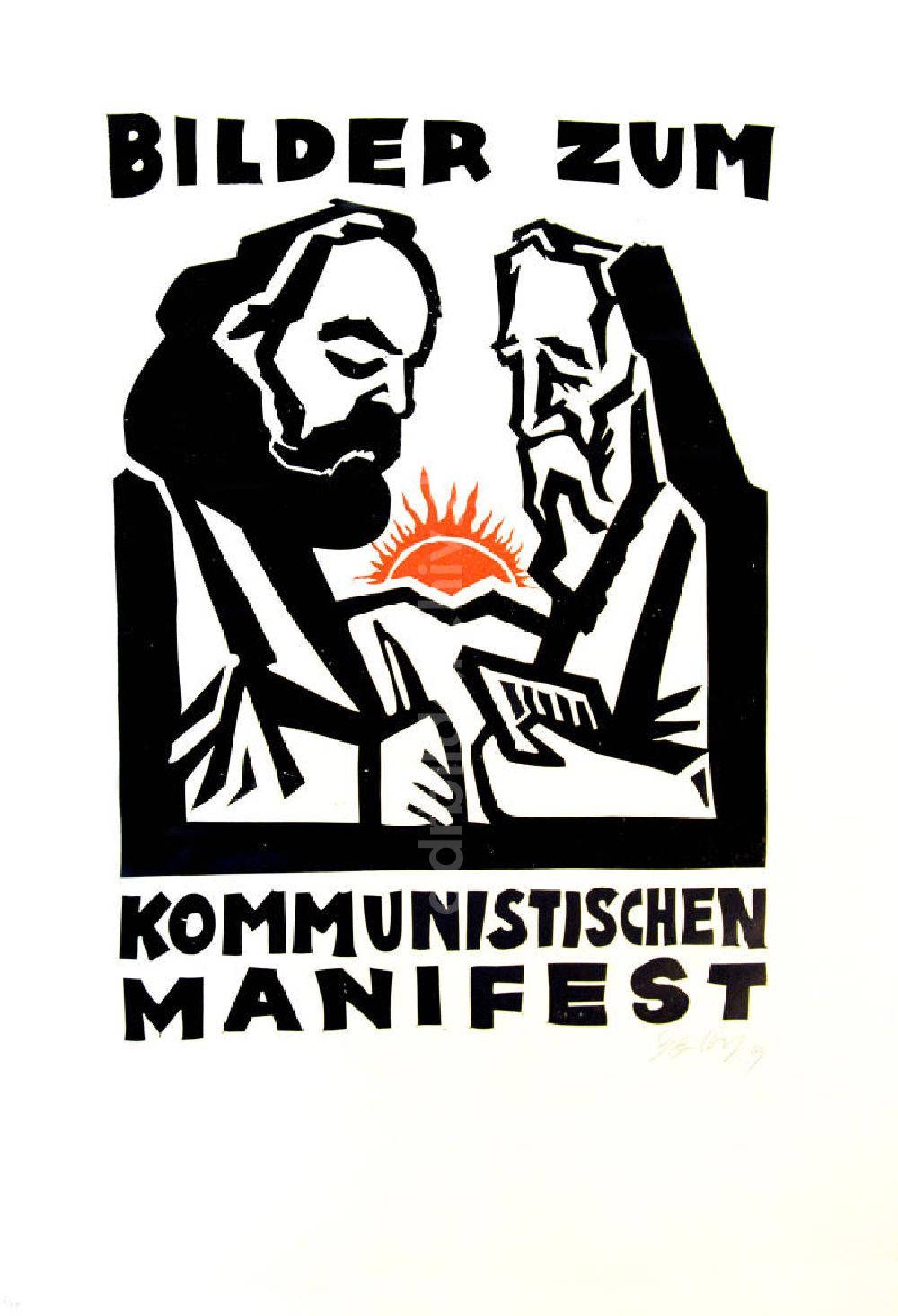 DDR-Fotoarchiv: Berlin - Grafik von Herbert Sandberg Motiv 1/Titelblatt aus dem Zyklus Bilder zum Kommunistischen Manifest aus dem Jahr 1969