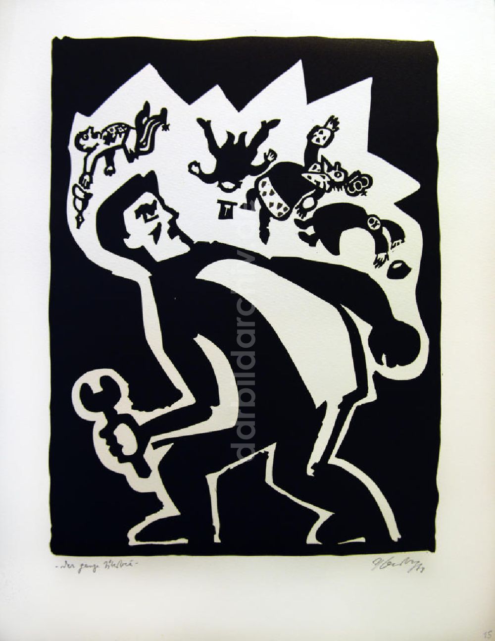 Berlin: Grafik von Herbert Sandberg Motiv 19 aus dem Zyklus Bilder zum Kommunistischen Manifest aus dem Jahr 1968