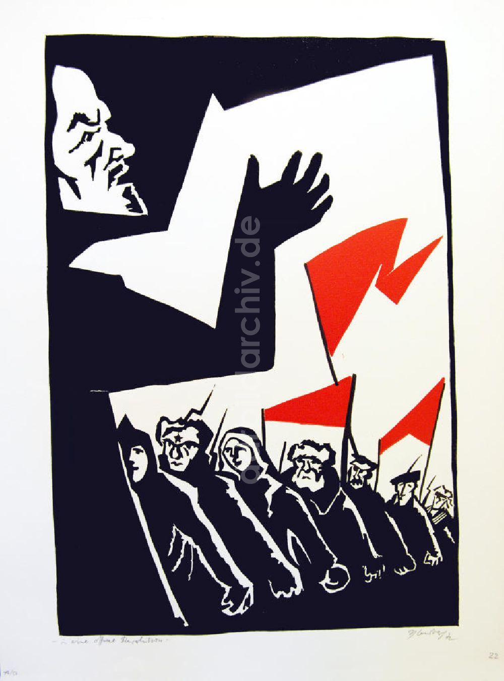 DDR-Bildarchiv: Berlin - Grafik von Herbert Sandberg Motiv 20 aus dem Zyklus Bilder zum Kommunistischen Manifest aus dem Jahr 1972