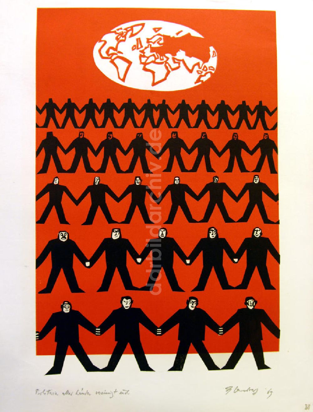 DDR-Fotoarchiv: Berlin - Grafik von Herbert Sandberg Motiv 30 aus dem Zyklus Bilder zum Kommunistischen Manifest aus dem Jahr 1969