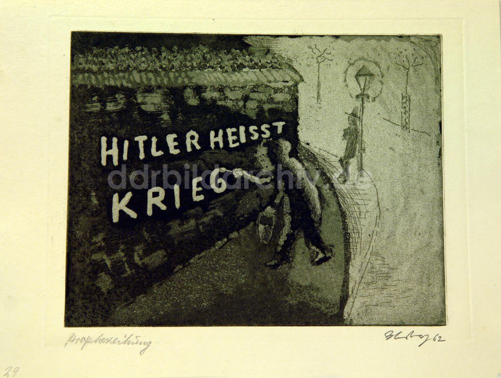 DDR-Fotoarchiv: Berlin - Grafik von Herbert Sandberg 29 Prophezeiung aus dem Jahr 1962