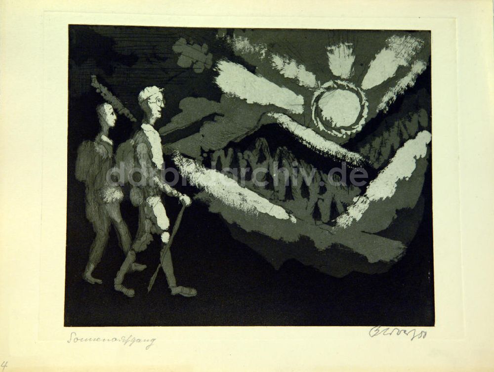 Berlin: Grafik von Herbert Sandberg 4 Sonnenaufgang aus dem Jahr 1958
