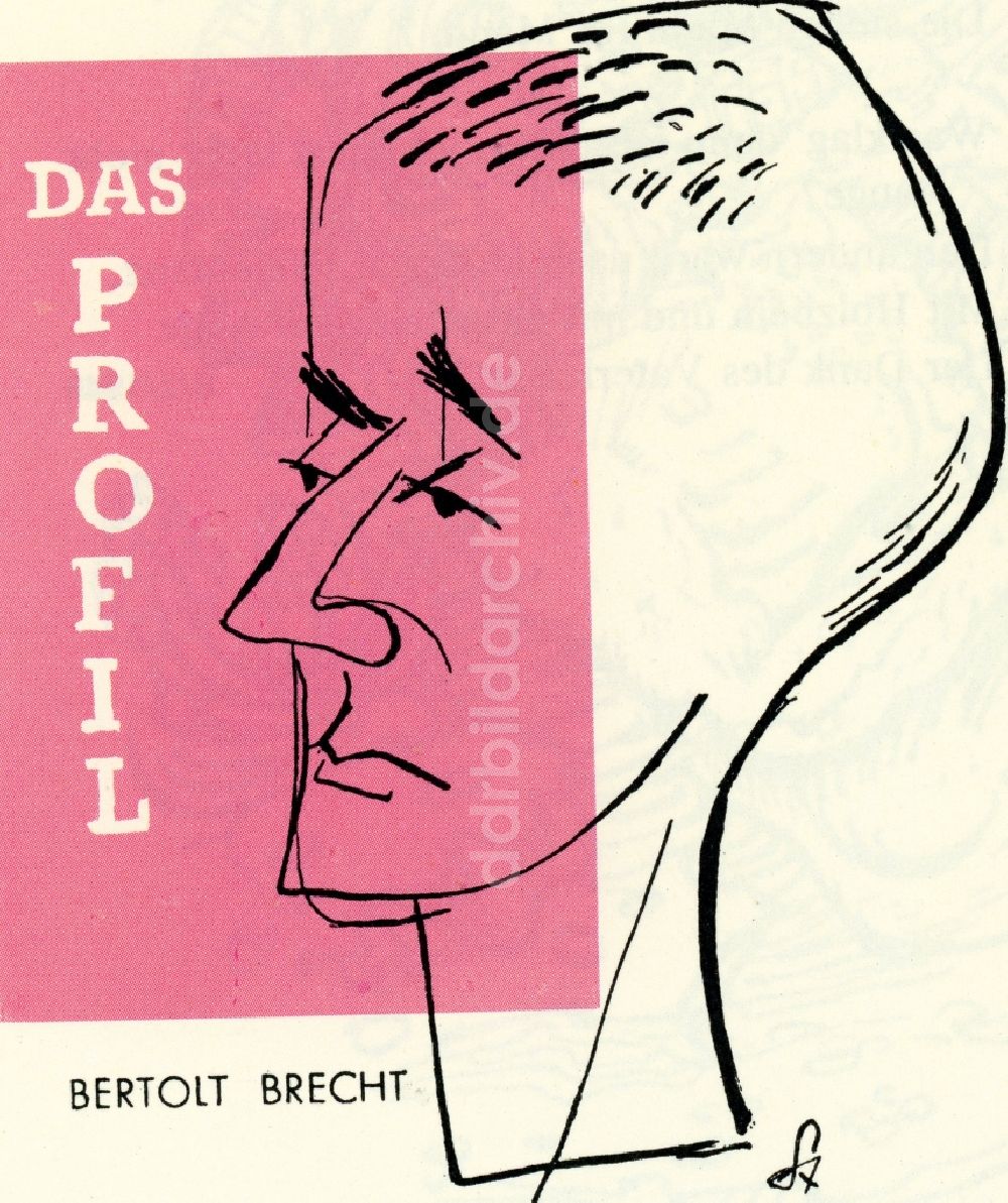 Berlin: Grafik Das Profil des DDR- Künstlers Herbert Sandberg in Berlin, der ehemaligen Hauptstadt der DDR, Deutsche Demokratische Republik