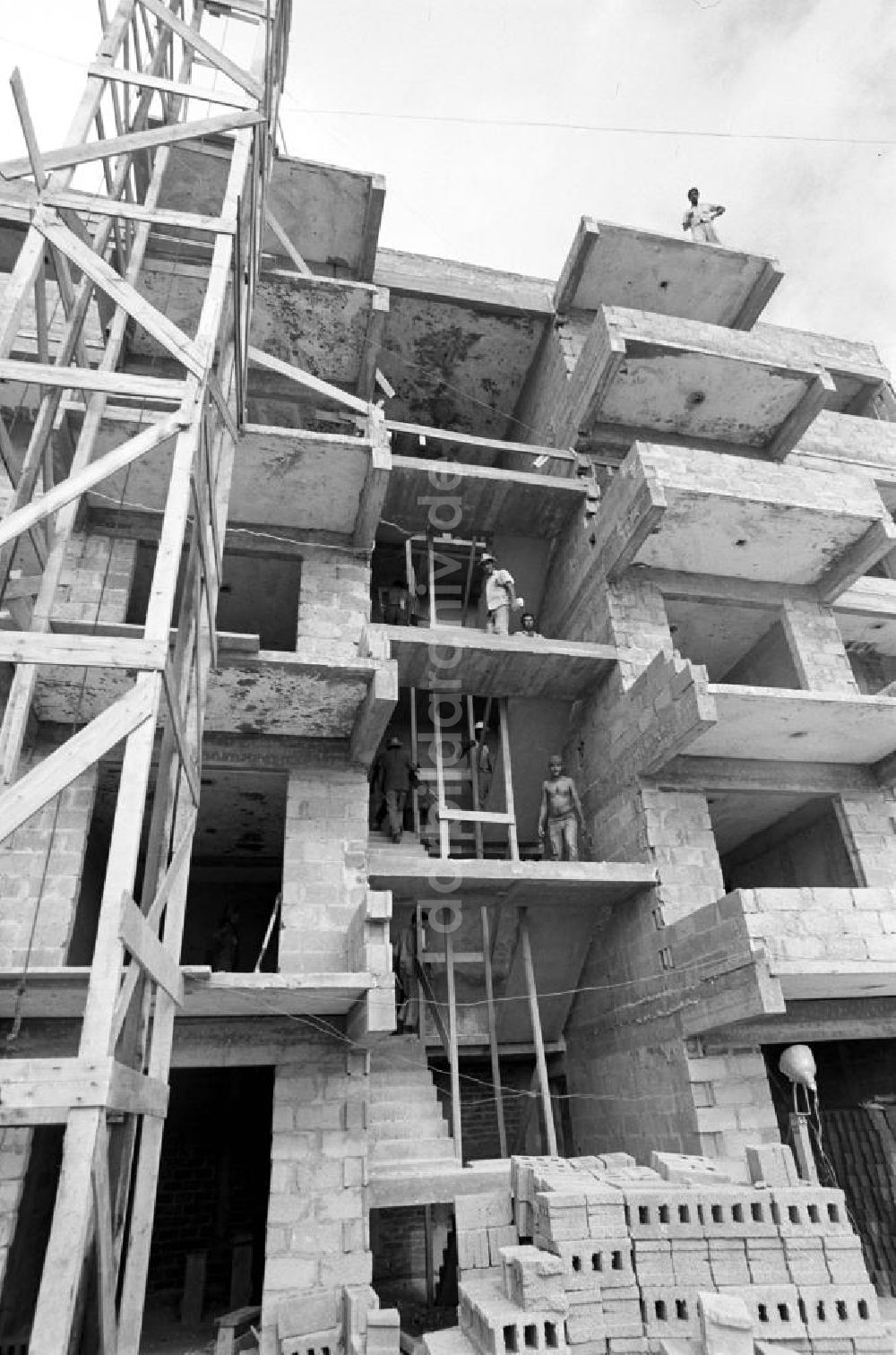 DDR-Fotoarchiv: Havanna - Kuba historisch - Plattenbau unter Palmen Havanna 1972