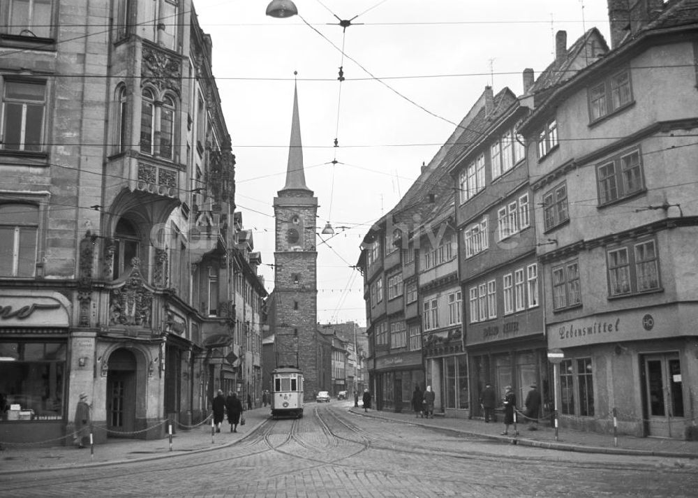 DDR-Fotoarchiv: Erfurt - Marktstraße und Allerheiligenkirche, Erfurt 1962