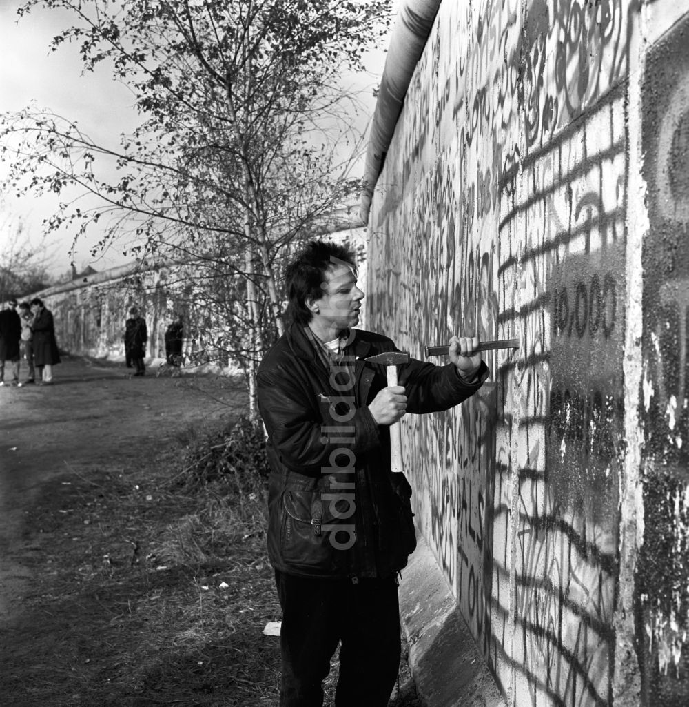 DDR-Fotoarchiv: Berlin - Mitte - Mauerspechte an der Berliner Mauer in Berlin - Mitte