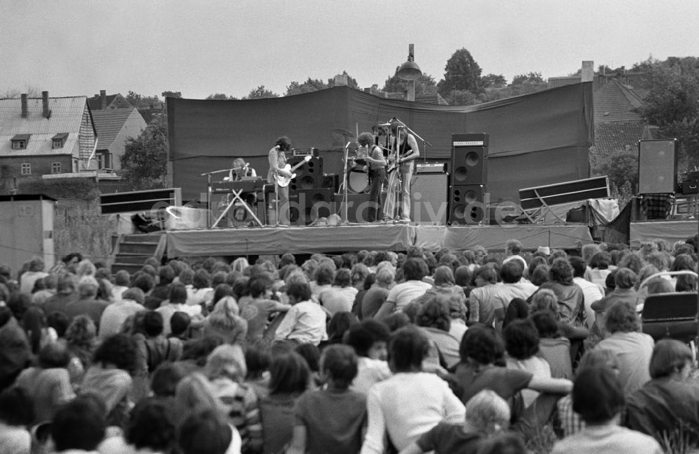 DDR-Bildarchiv: Wanzleben-Börde - Menschen auf einem Open-Air Konzert der Puhdys in Wanzleben-Börde in der DDR