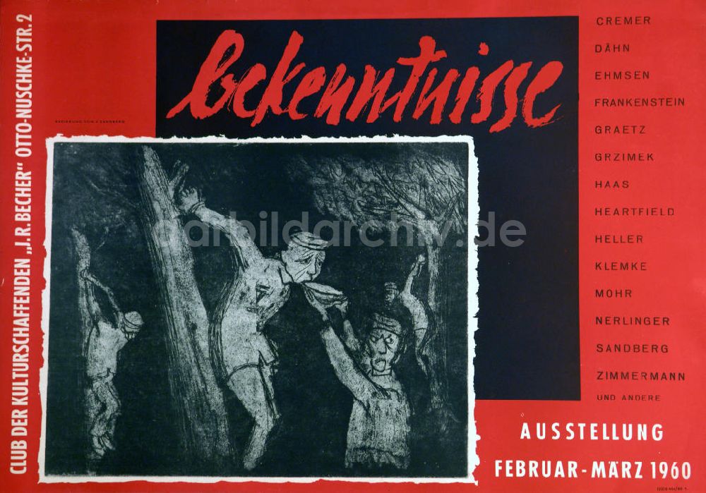 DDR-Fotoarchiv: Berlin - Plakat von der Ausstellung Bekenntnisse über Herbert Sandberg aus dem Jahr 1960