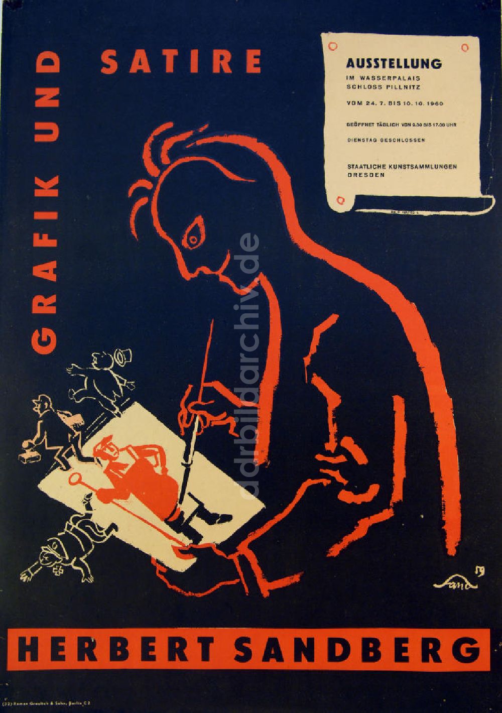 DDR-Bildarchiv: Berlin - Plakat von der Ausstellung Grafik und Satire, Herbert Sandberg aus dem Jahr 1960