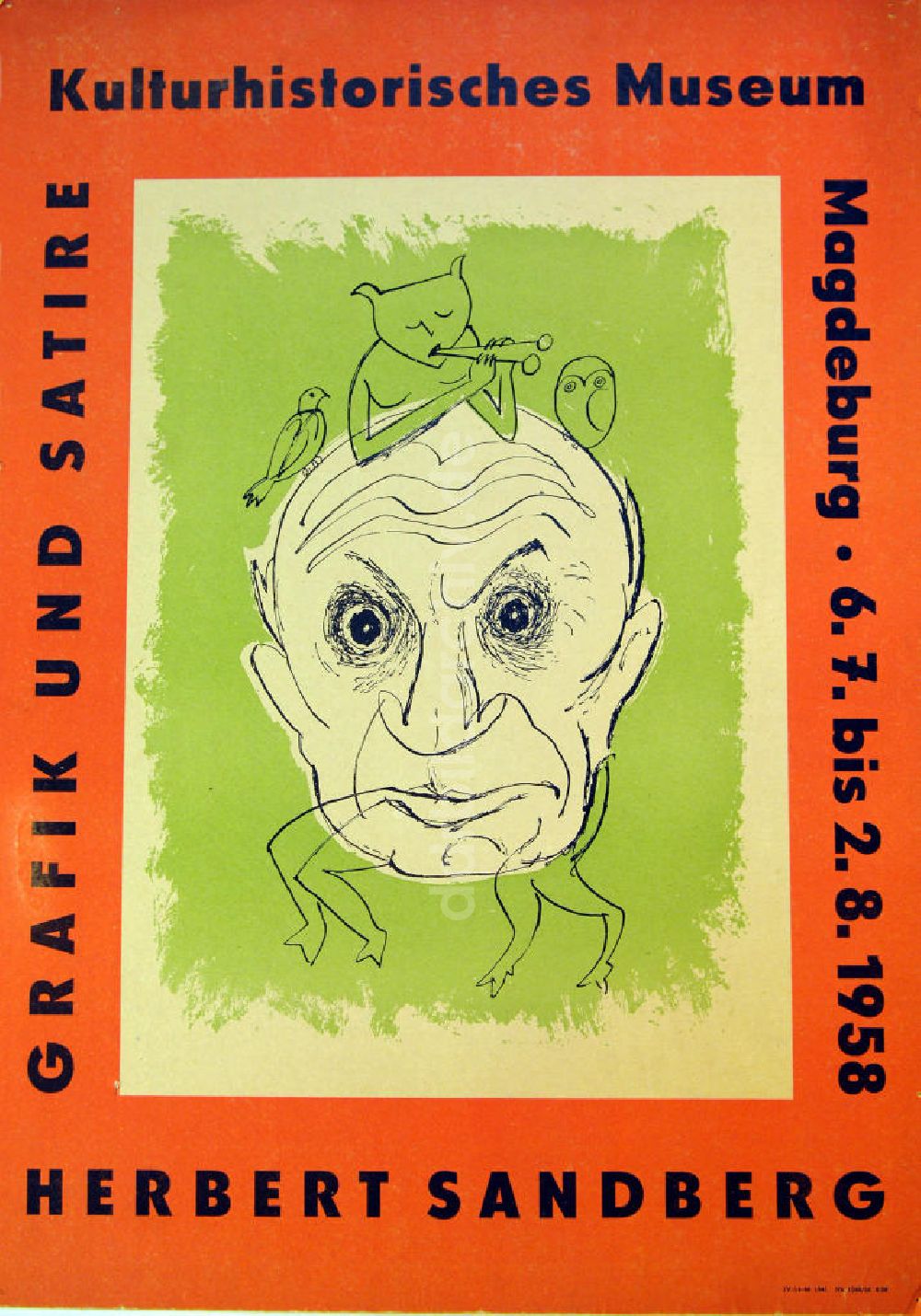 DDR-Bildarchiv: Berlin - Plakat von der Ausstellung Grafik und Satire, Herbert Sandberg aus dem Jahr 1958