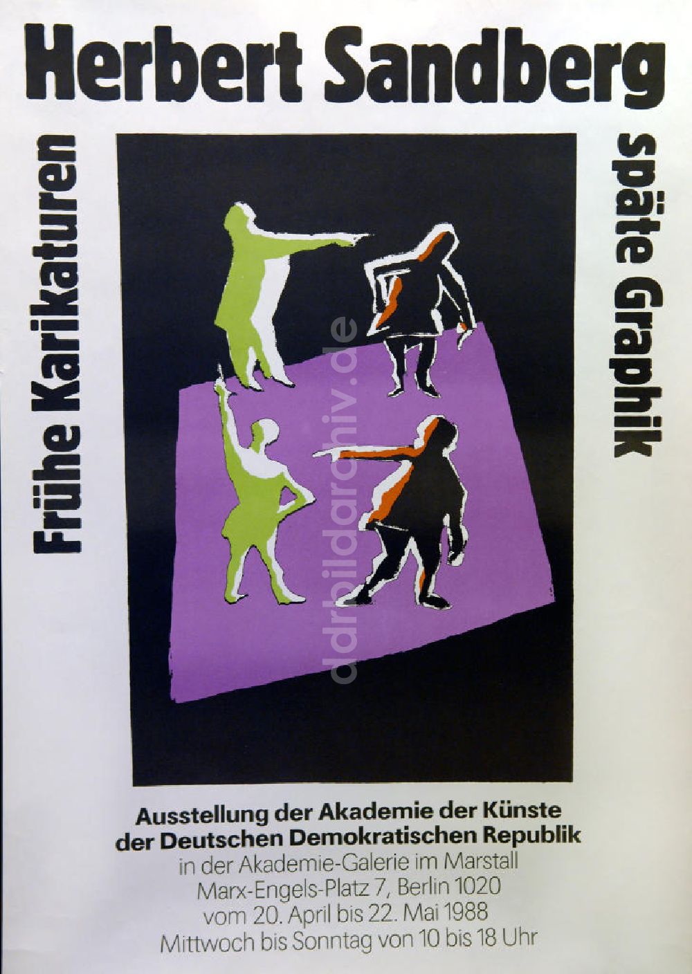 DDR-Bildarchiv: Berlin - Plakat von der Ausstellung Herbert Sandberg, frühe Karikaturen, späte Graphik aus dem Jahr 1988