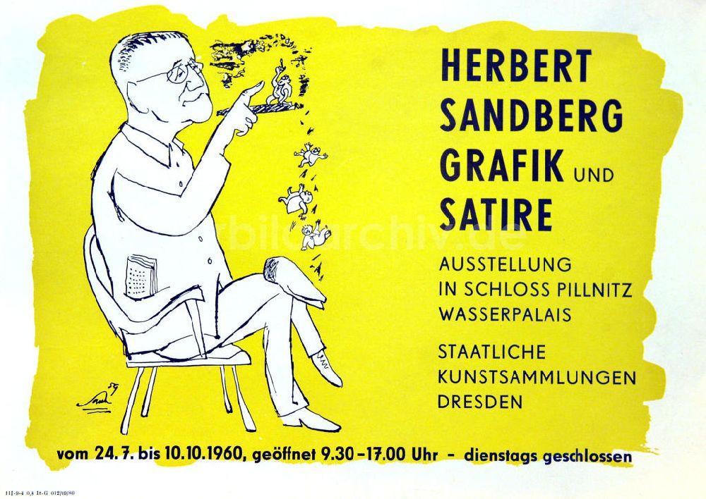 DDR-Bildarchiv: Berlin - Plakat von der Ausstellung Herbert Sandberg, Grafik und Satire aus dem Jahr 1960