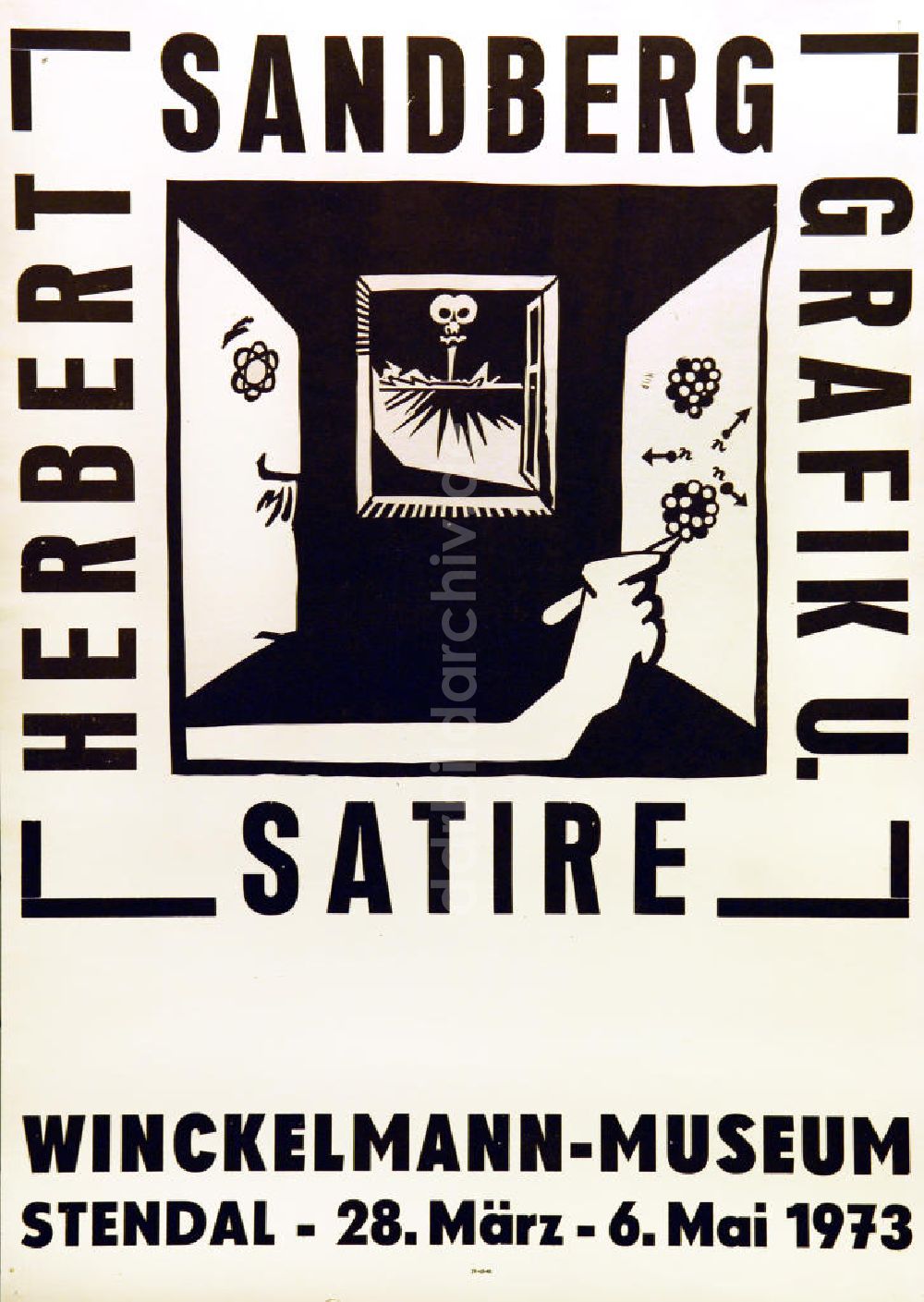 Berlin: Plakat von der Ausstellung Herbert Sandberg Grafik und Satire aus dem Jahr 1973
