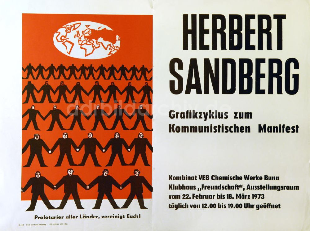 DDR-Bildarchiv: Berlin - Plakat von der Ausstellung Herbert Sandberg, Grafikzyklus zum Kommunistischen Manifest aus dem Jahr 1973