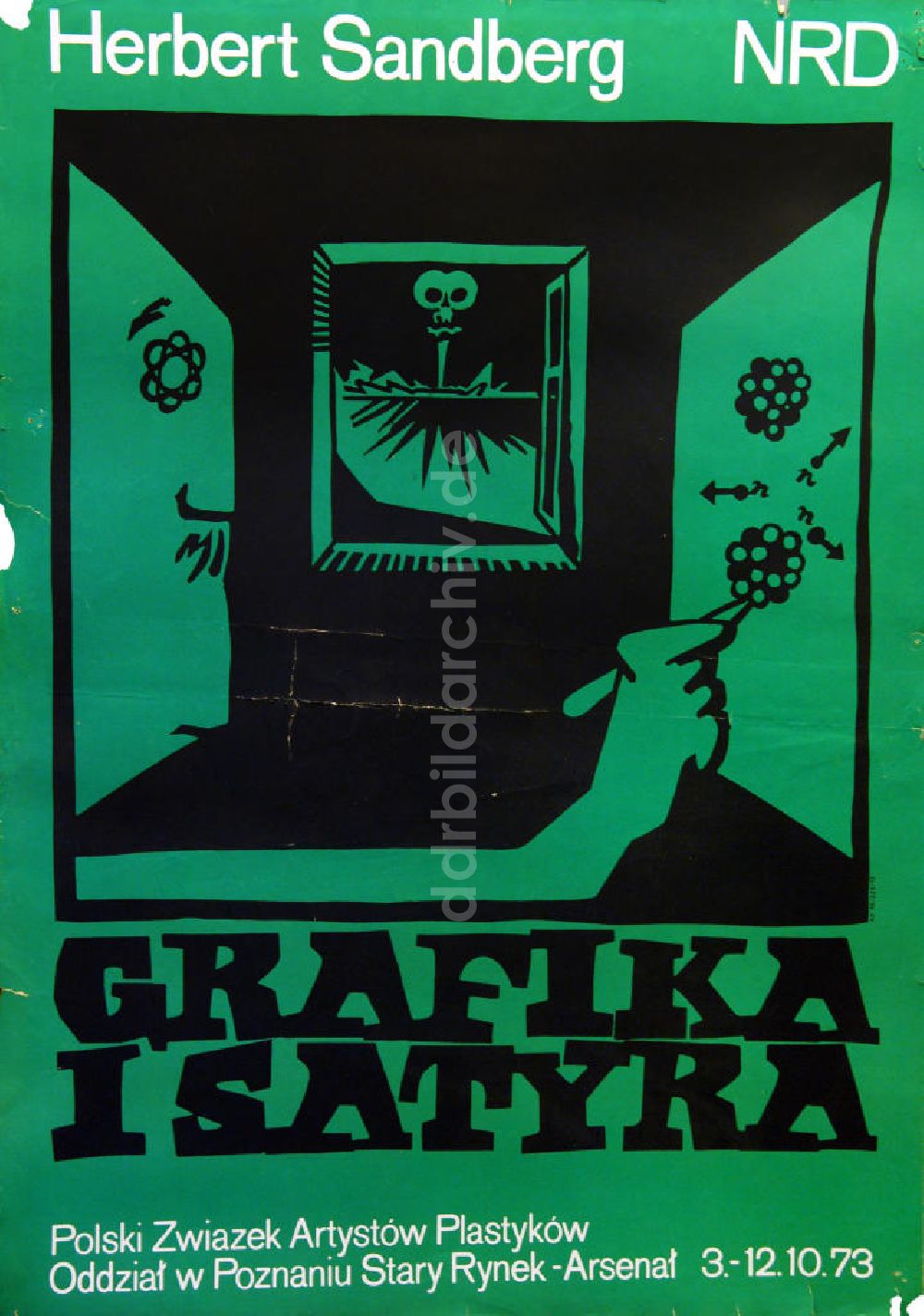 DDR-Bildarchiv: Berlin - Plakat von der Ausstellung Herbert Sandberg NRD, Grafika i Satyra aus dem Jahr 1973