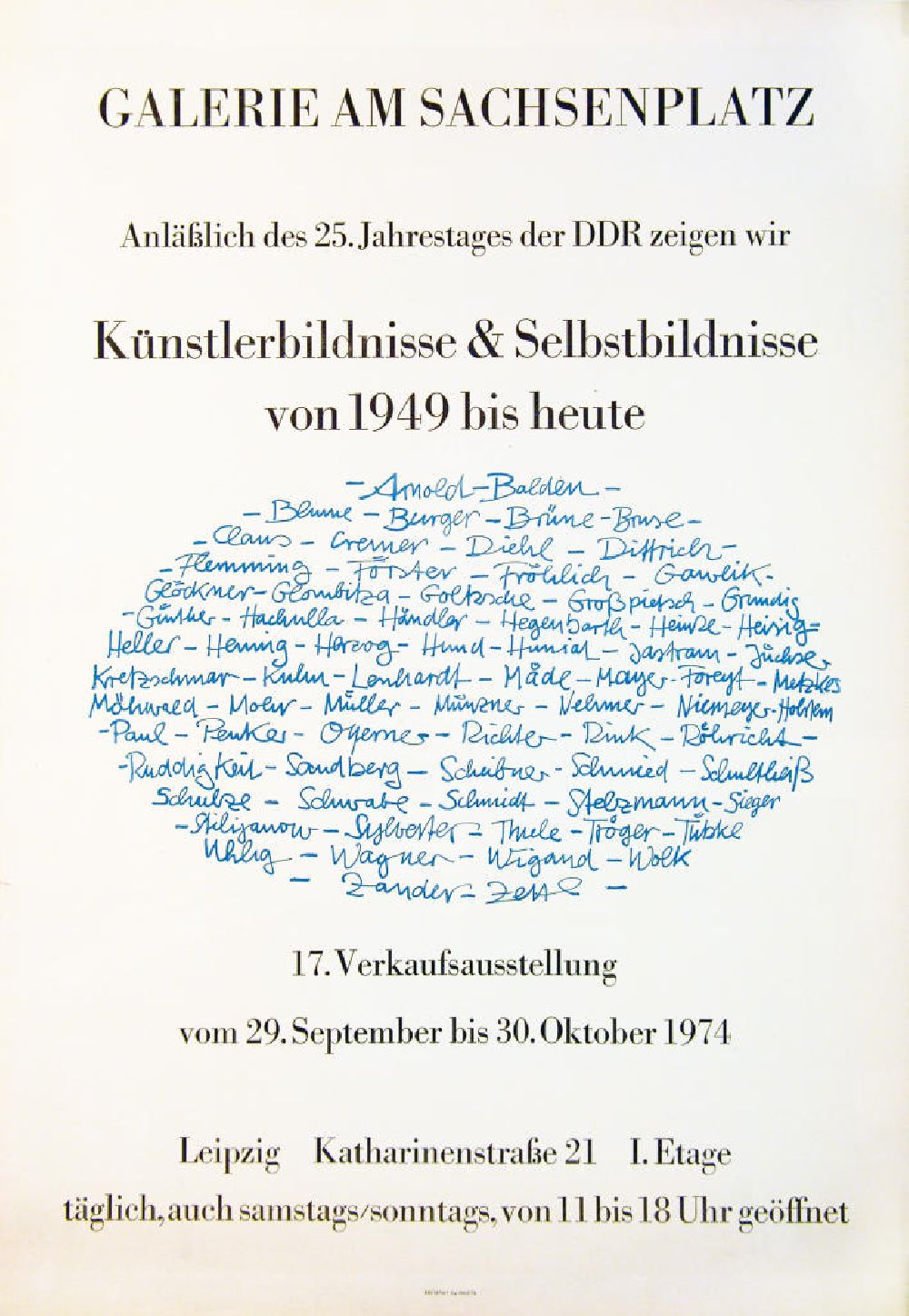 DDR-Fotoarchiv: Berlin - Plakat von der Ausstellung Künstlerbildnisse und Selbstbildnisse von 49 bis heute über Herbert Sandberg aus dem Jahr 1974