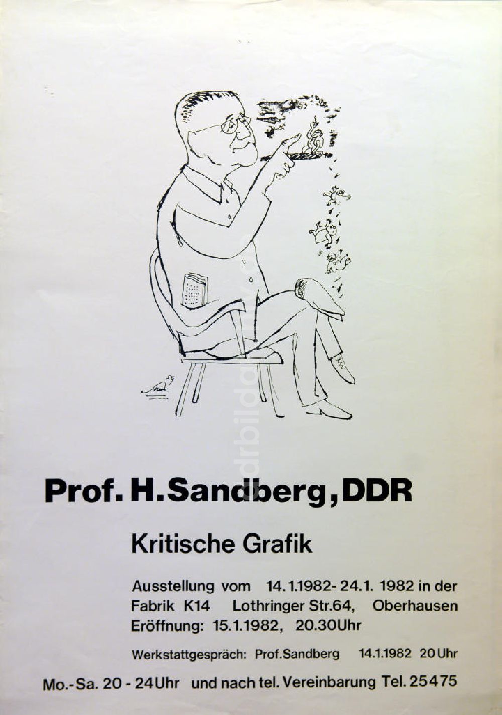 DDR-Bildarchiv: Berlin - Plakat von der Ausstellung Prof. H. Sandberg, DDR, kritische Grafik aus dem Jahr 1982