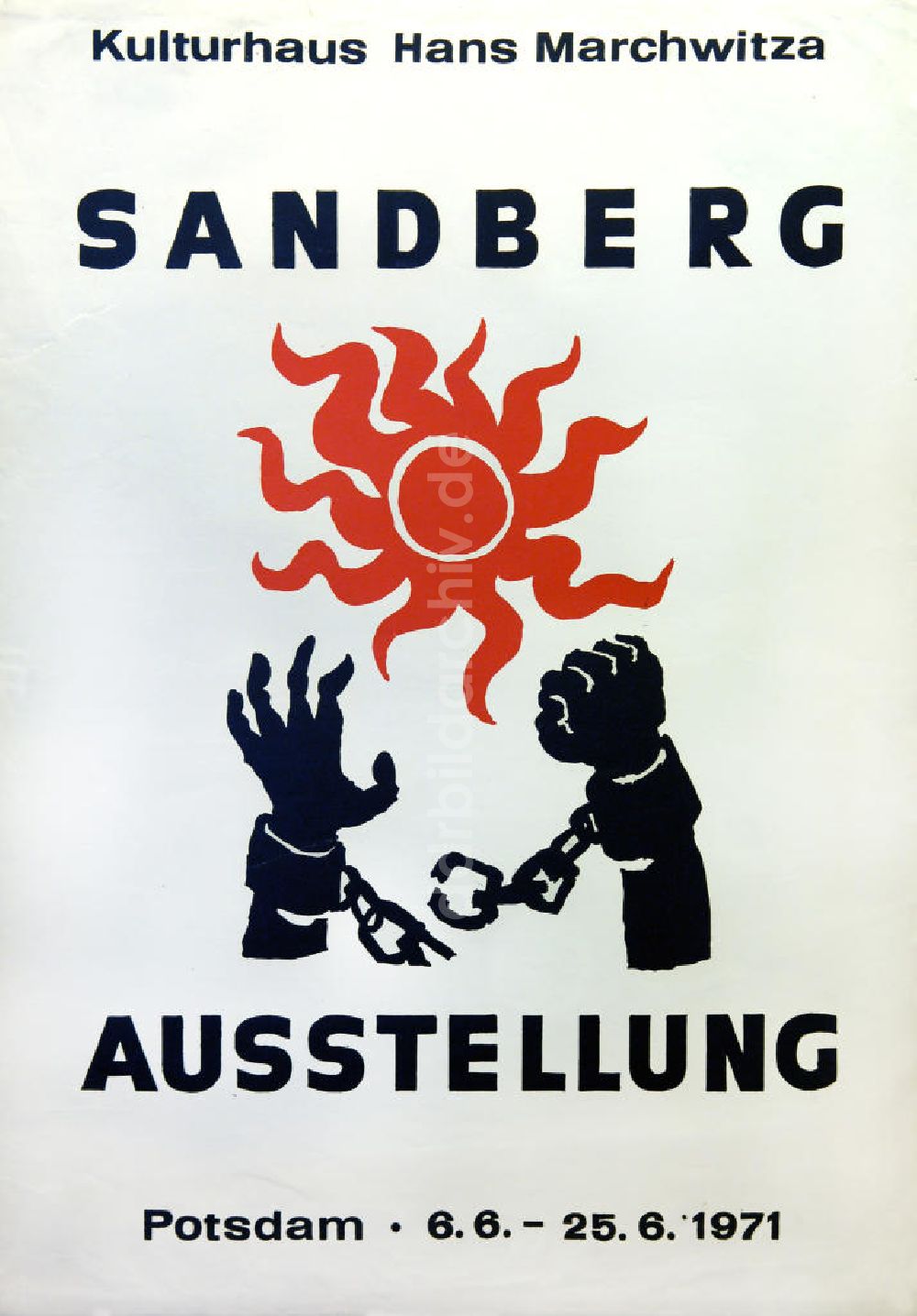 Berlin: Plakat von der Ausstellung Sandberg über Herbert Sandberg aus dem Jahr 1971