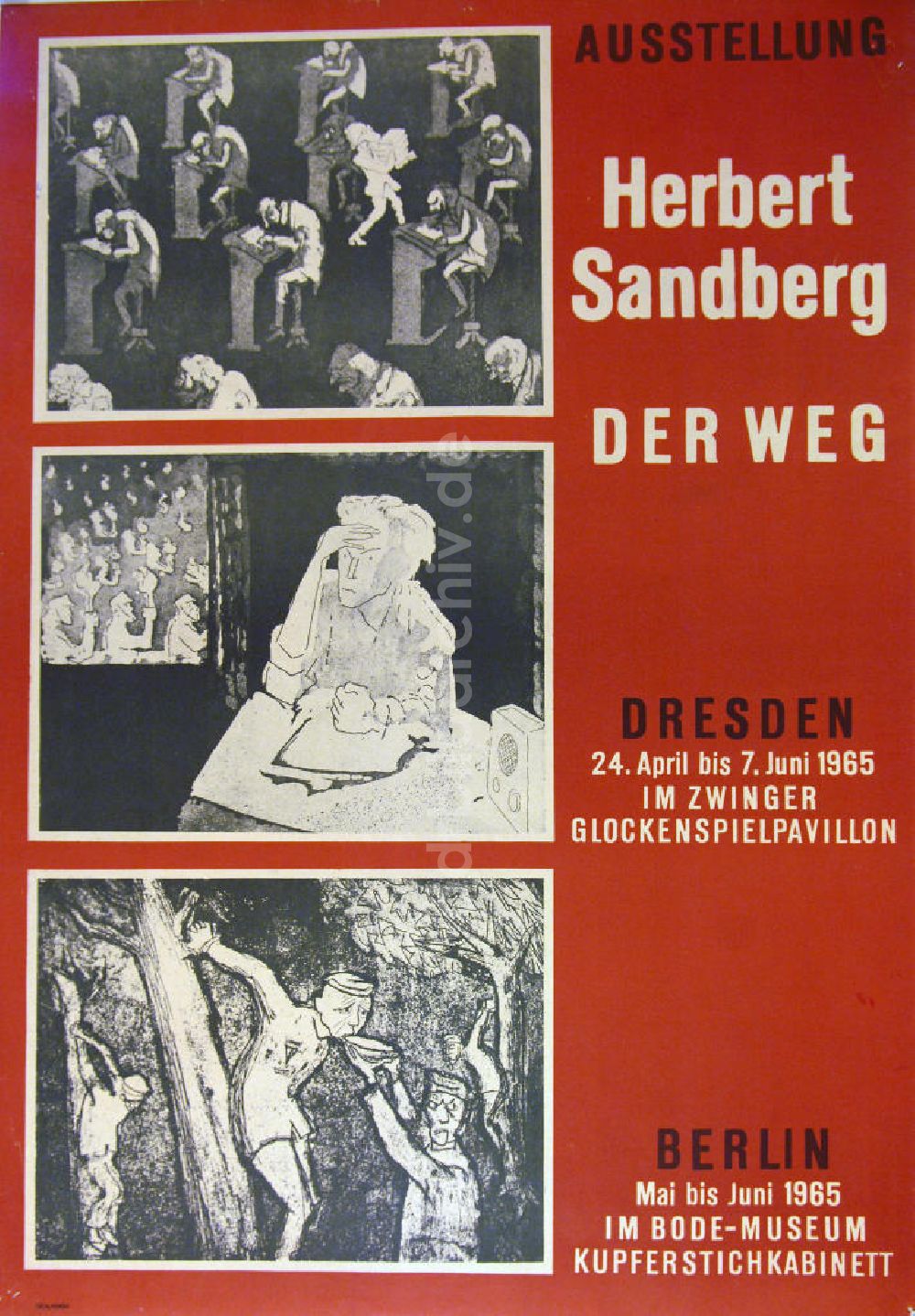 Berlin: Plakat von der Ausstellung Der Weg über Herbert Sandberg aus dem Jahr 1965