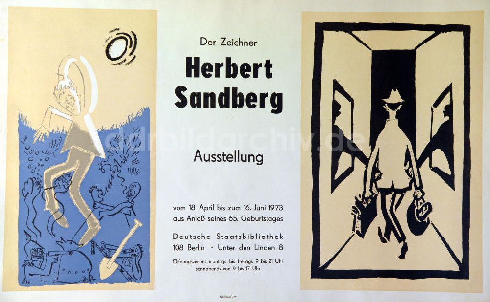 DDR-Fotoarchiv: Berlin - Plakat von der Ausstellung Der Zeichner Herbert Sandberg aus dem Jahr 1973