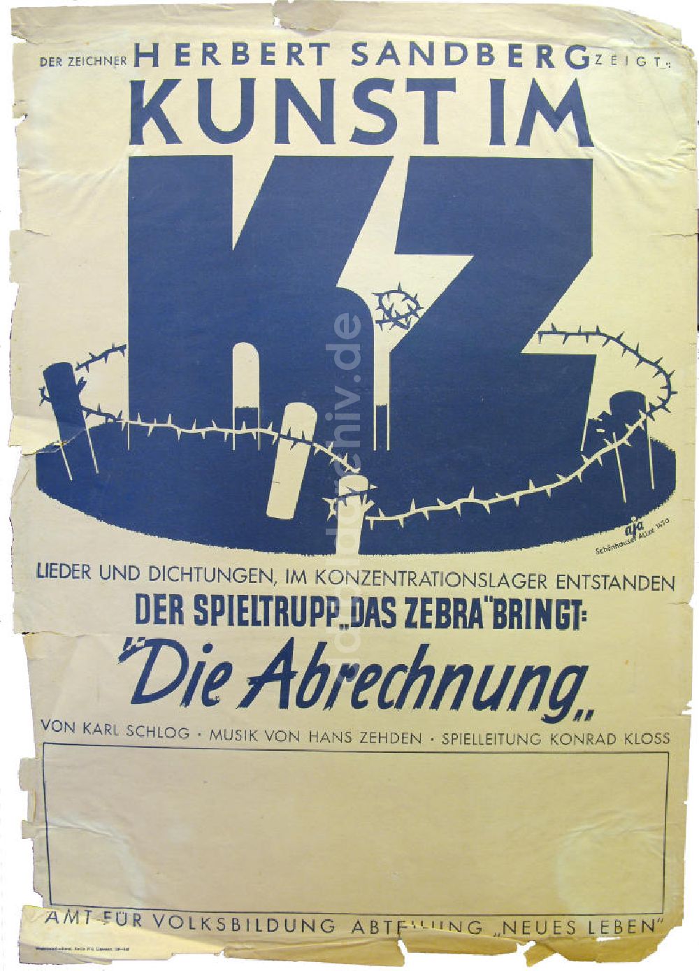 Berlin: Plakat von der Ausstellung Der Zeichner Herbert Sandberg zeigt: Kunst im KZ