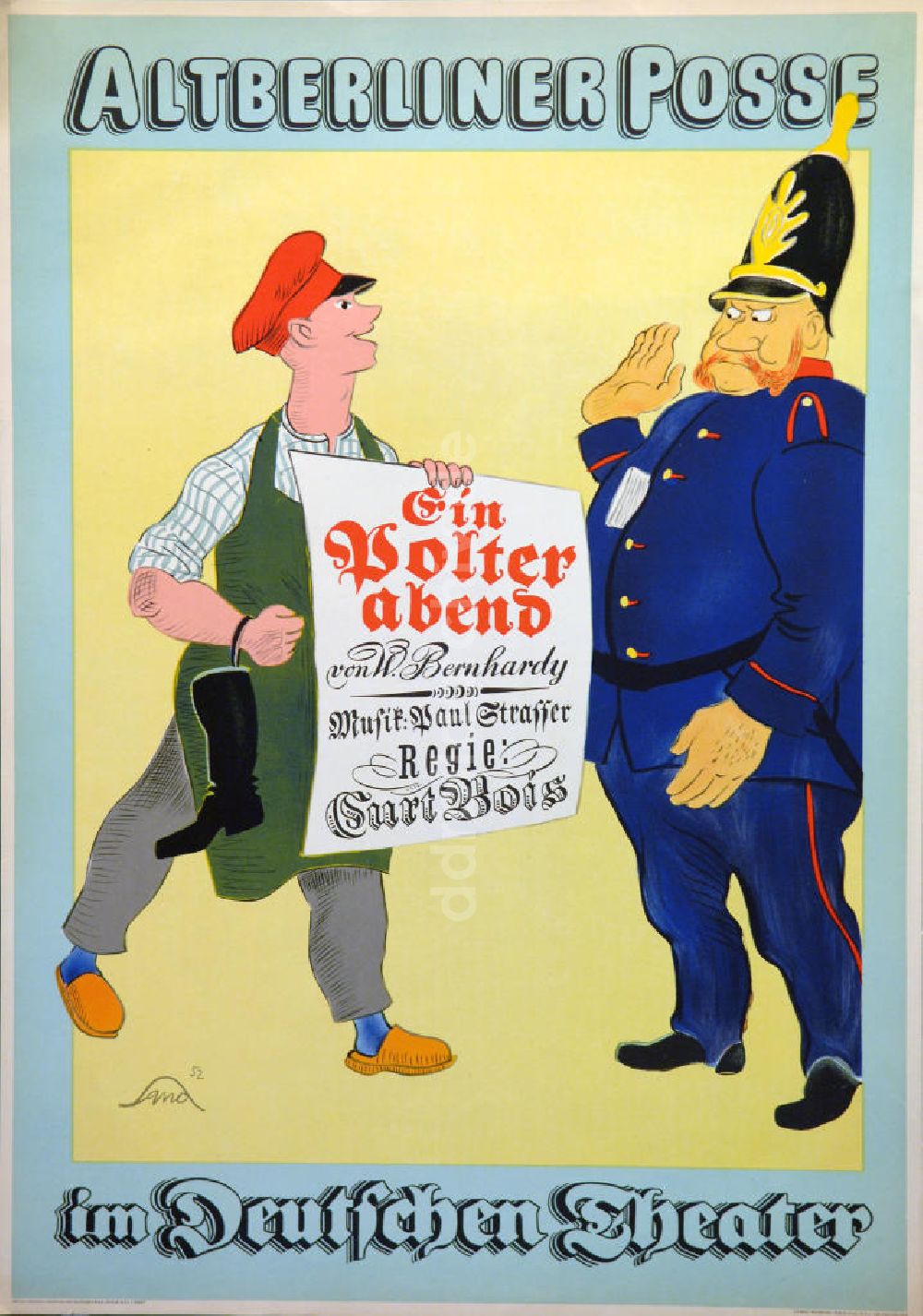 DDR-Bildarchiv: Berlin - Plakat von Herbert Sandberg Altberliner Posse aus dem Jahr 1952