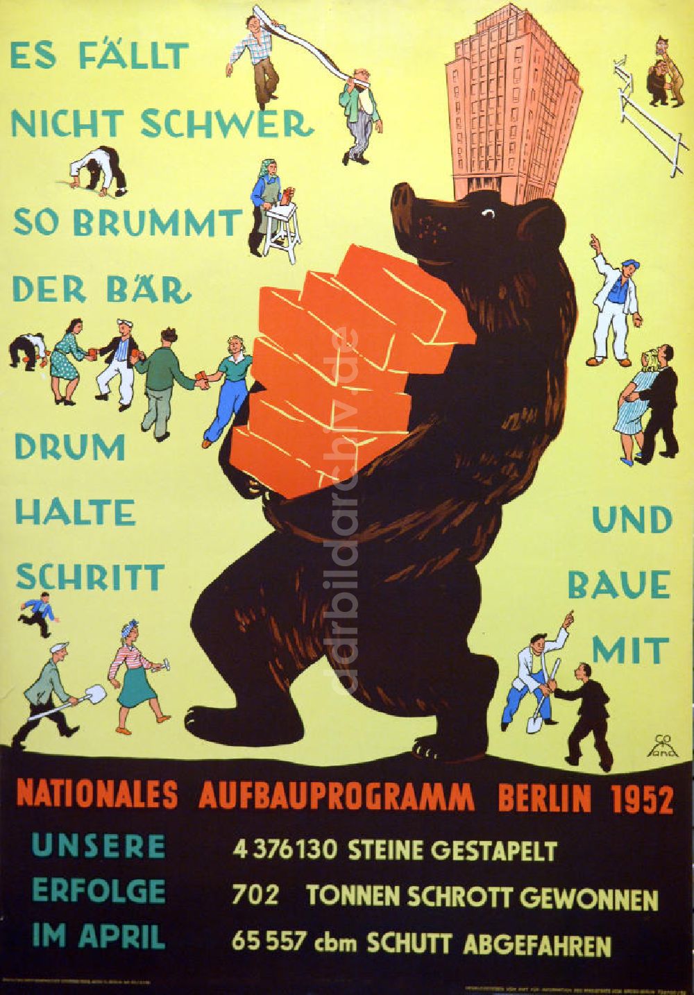 DDR-Fotoarchiv: Berlin - Plakat von Herbert Sandberg Nationales Aufbauprogramm Berlin 1952 aus dem Jahr 1952