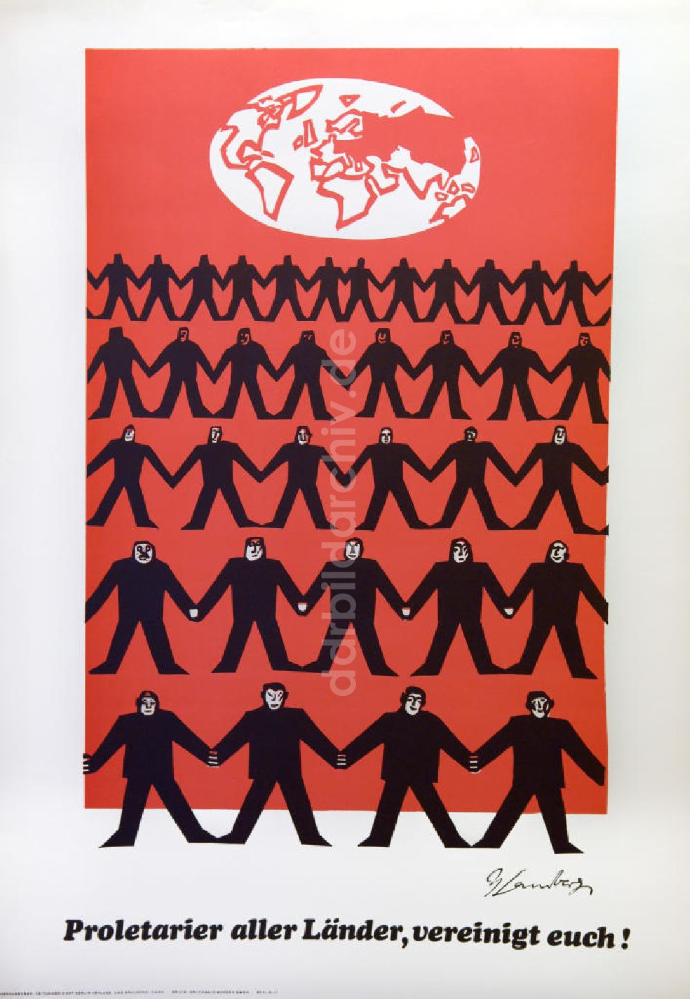 DDR-Bildarchiv: Berlin - Plakat von Herbert Sandberg Proletarier aller Länder, vereinigt euch! aus dem Jahr 1983
