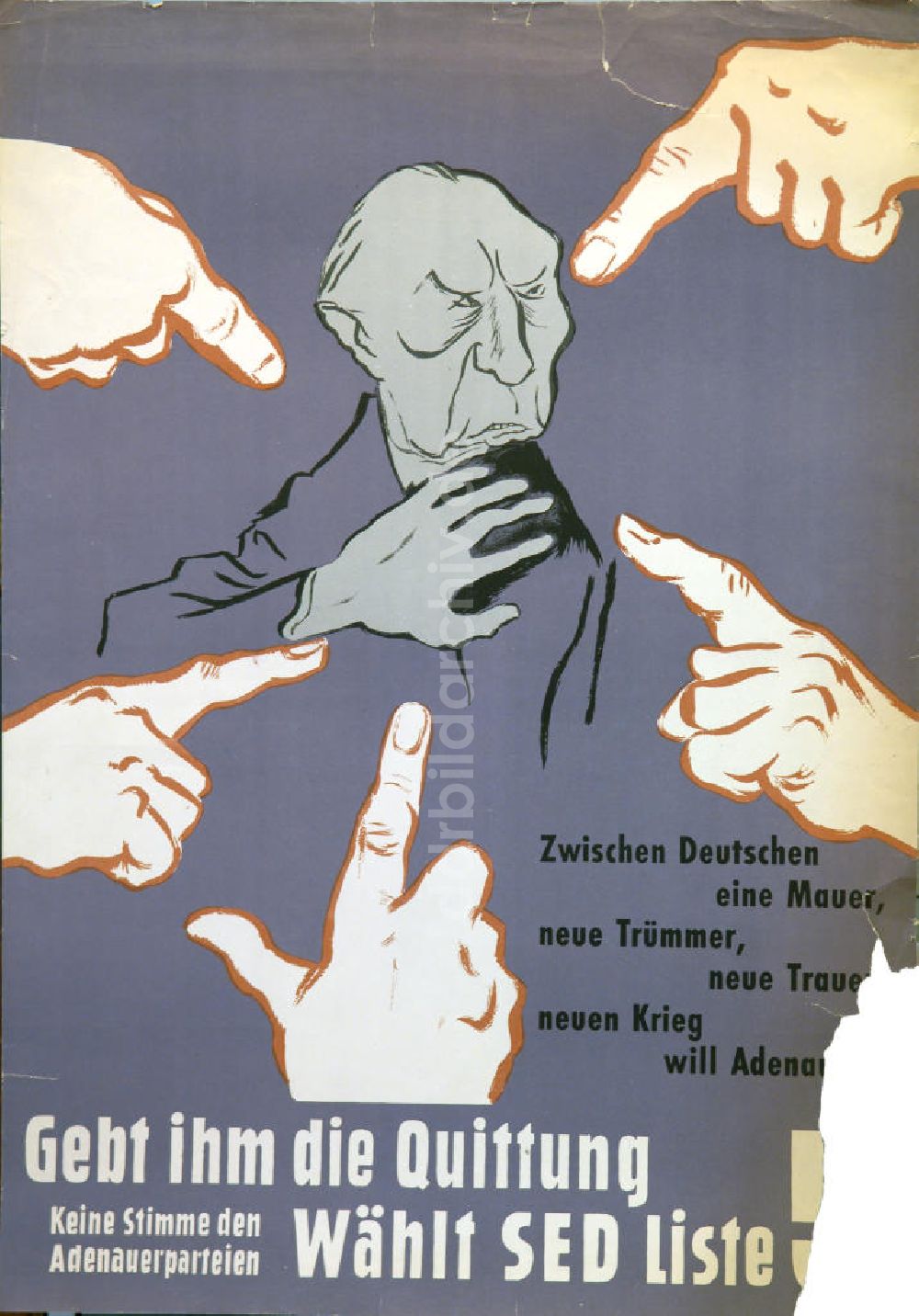 DDR-Bildarchiv: Berlin - Plakat von Herbert Sandberg Wählt SED-Liste! aus dem Jahr 1958