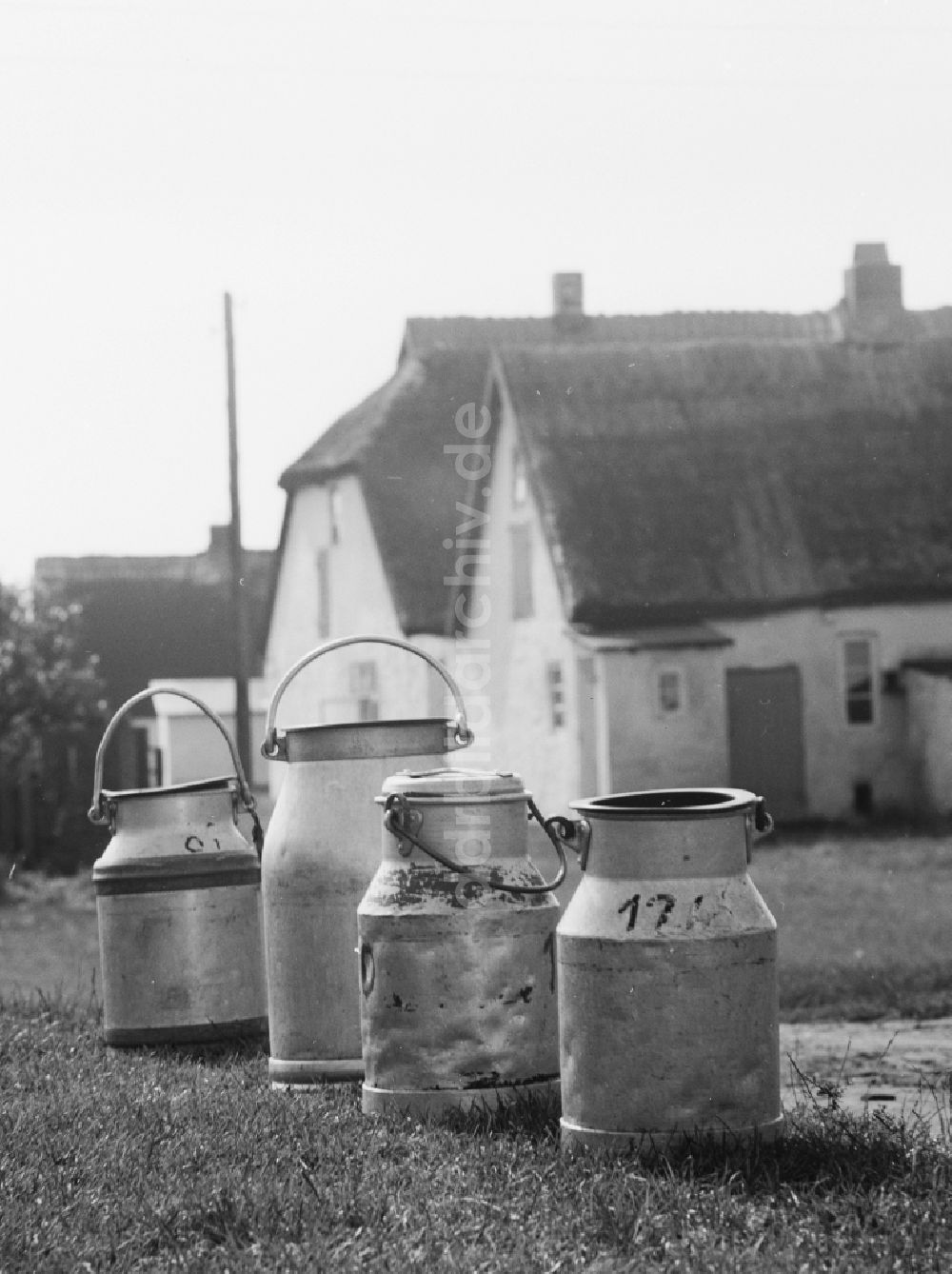 DDR-Fotoarchiv: Insel Hiddensee - Sammelstelle für Milchkannen in Neuendorf auf der Insel Hiddensee im heutigen Bundesland Mecklenburg-Vorpommern