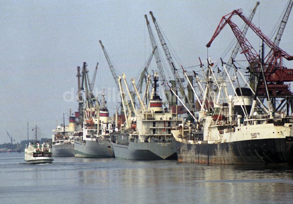 DDR-Fotoarchiv: Rostock - Schiffe der DSR im Überseehafen in Rostock in Mecklenburg-Vorpommern in der DDR